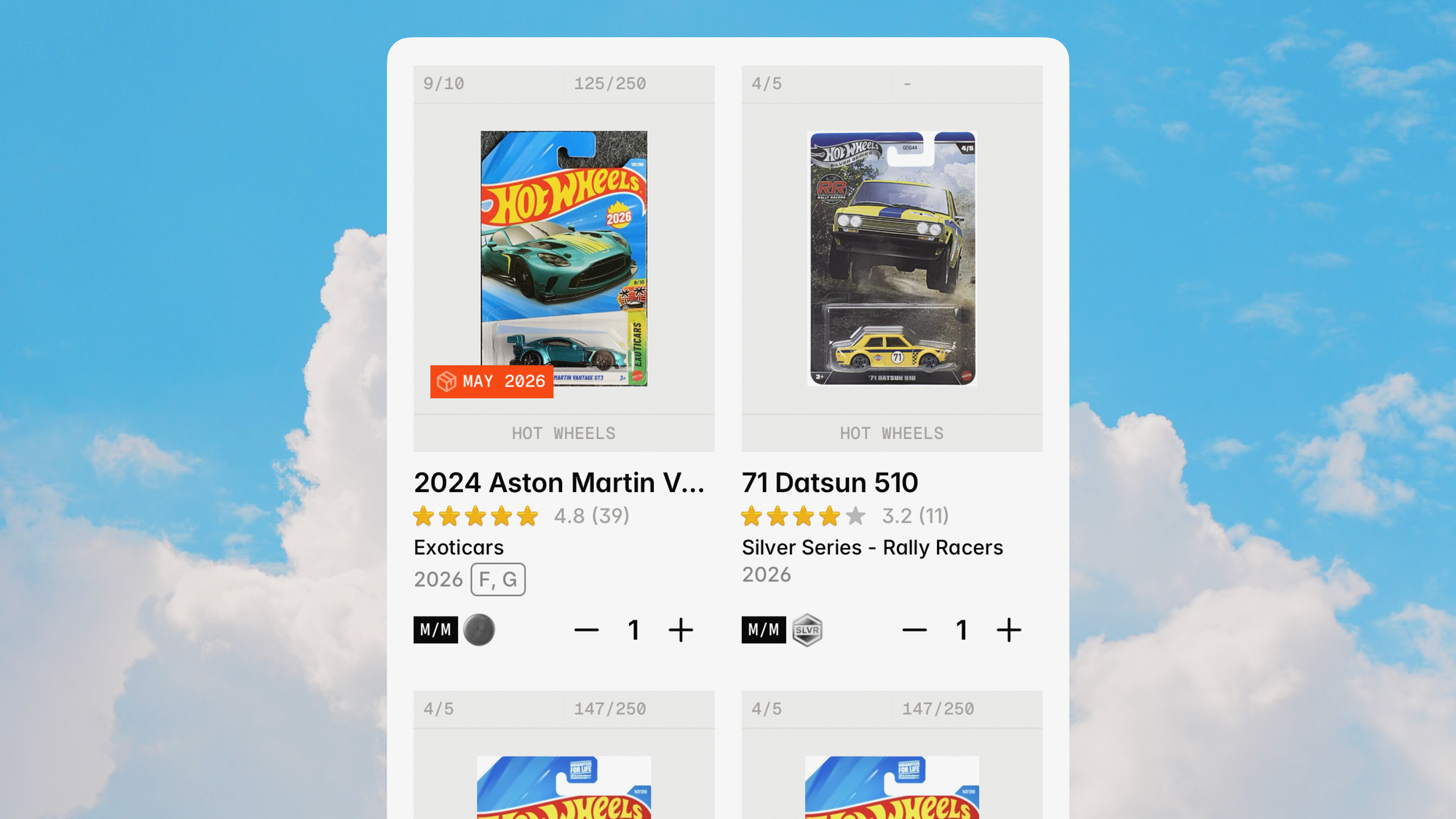 Grid View in Die Carz displaying more diecast cars on a single screen