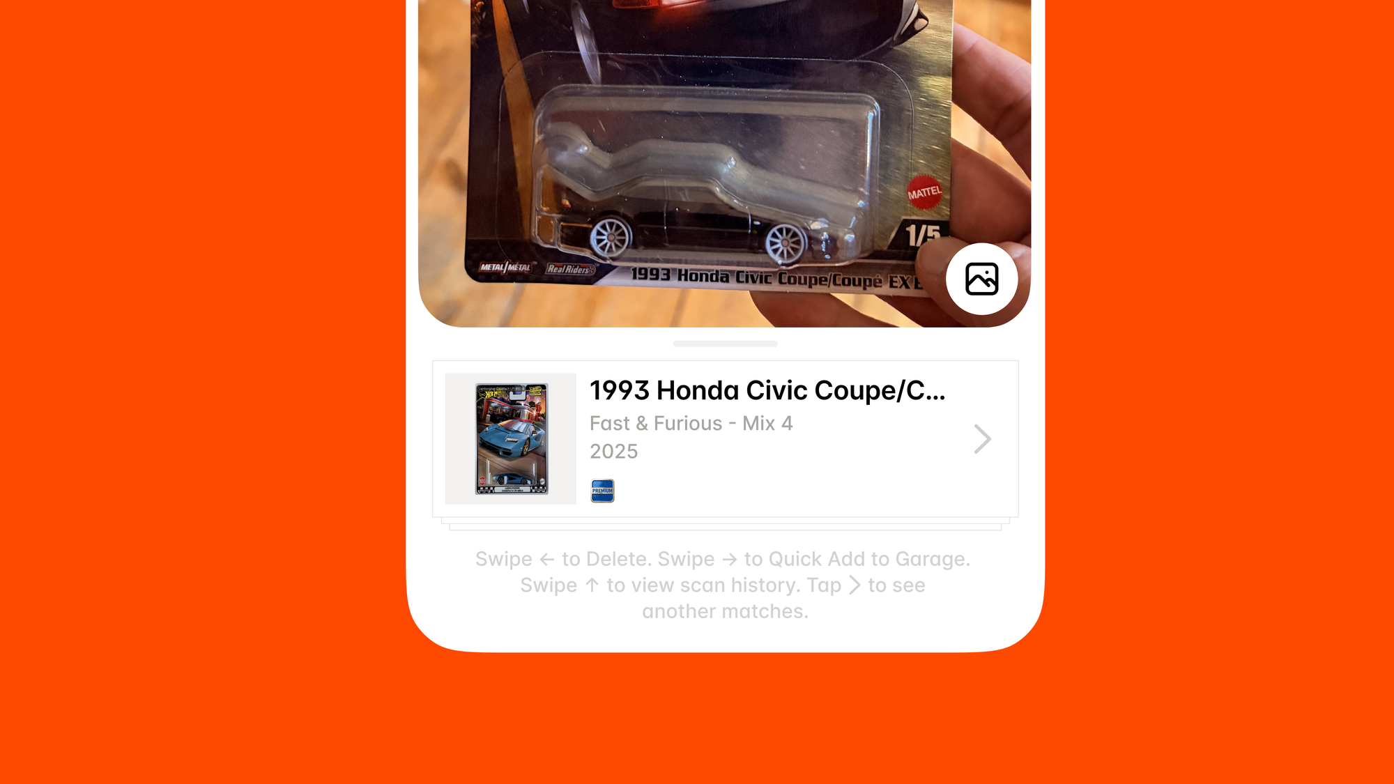 Car Scanner instantly identifies a diecast car and displays the matching model in the Die Carz app